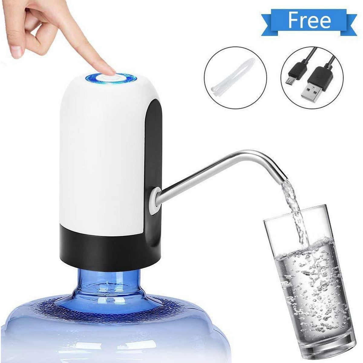 Water Bottle Pump, Automatic Drinking Water Pump, USB Charging Water Bottle Dispenser for Universal 3-5 Gallon Bottle, Portable